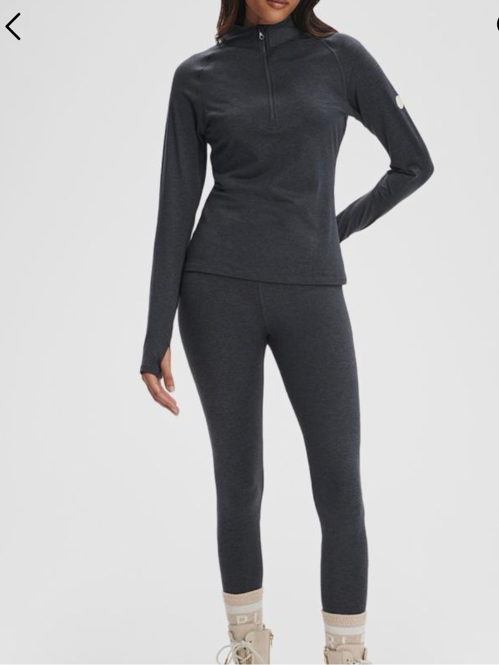Varley Always Warm Half-Zip & Stirrup Leggings Charcoal Gray Like New XS $216